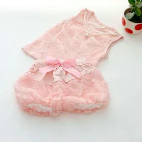 2 Pieces/set Kids Girls Clothes Sets Rose Flower Top ShirtBloomer Short PantsPearl Necklace Outfits SM6