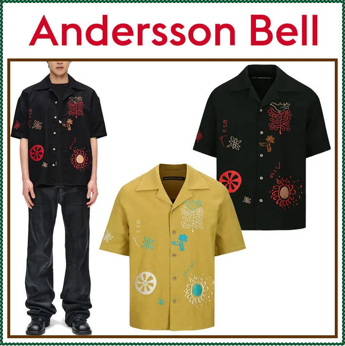 ANDERSSON BELL  |Street Style Cotton Short Sleeves Logo Shirts