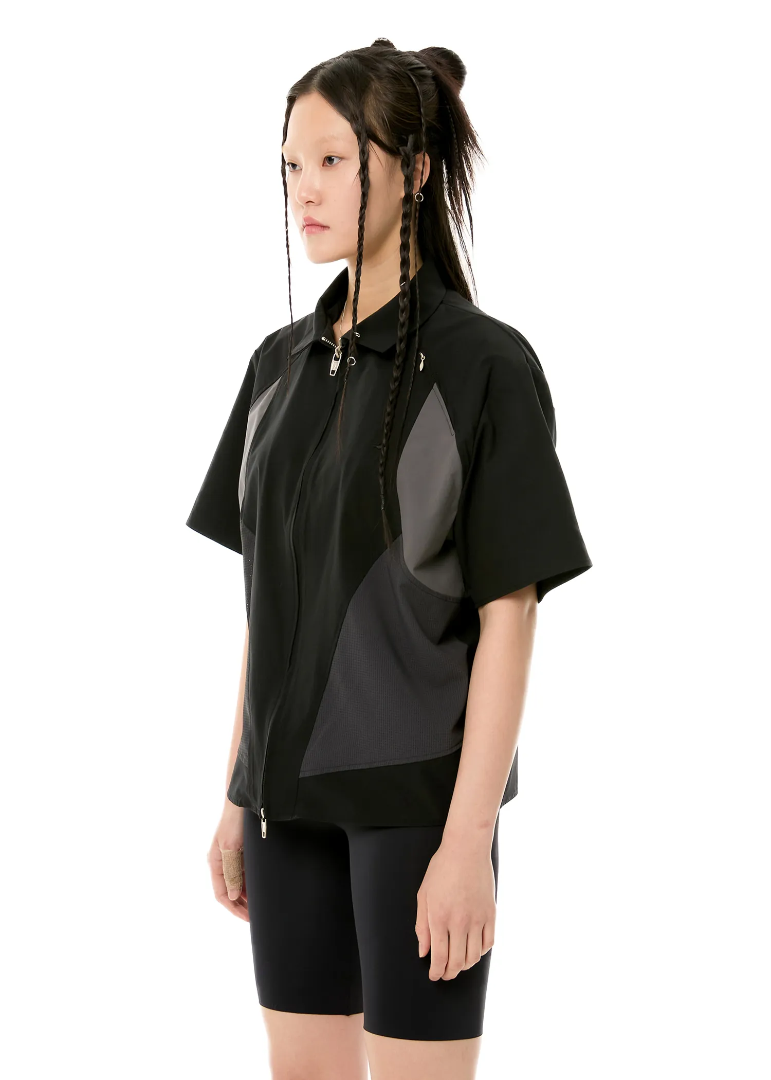 ANOTHERYOUTH  |●ANOTHERYOUTH● 002-23 panel half shirts - black