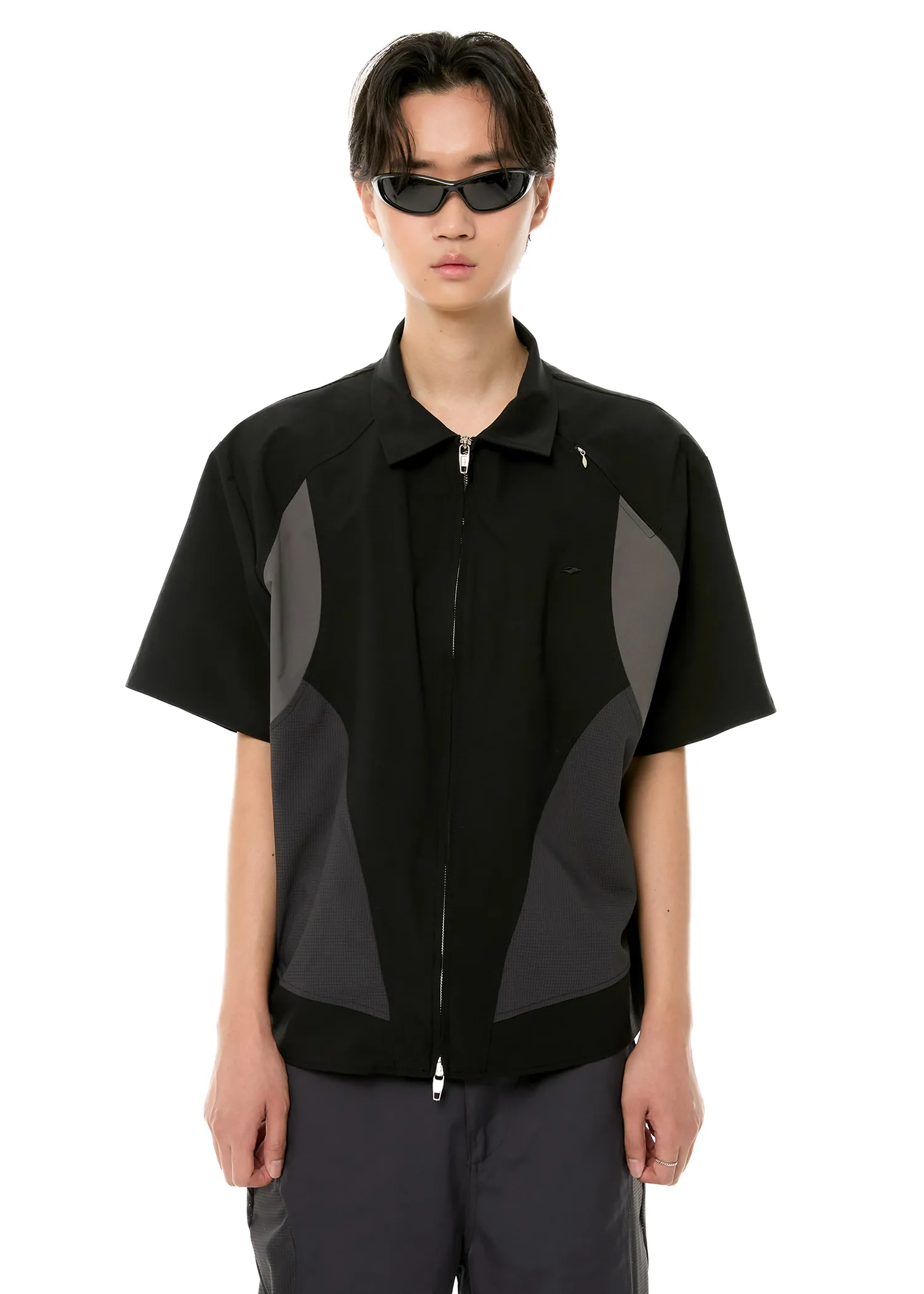 ANOTHERYOUTH  |●ANOTHERYOUTH● 002-23 panel half shirts - black