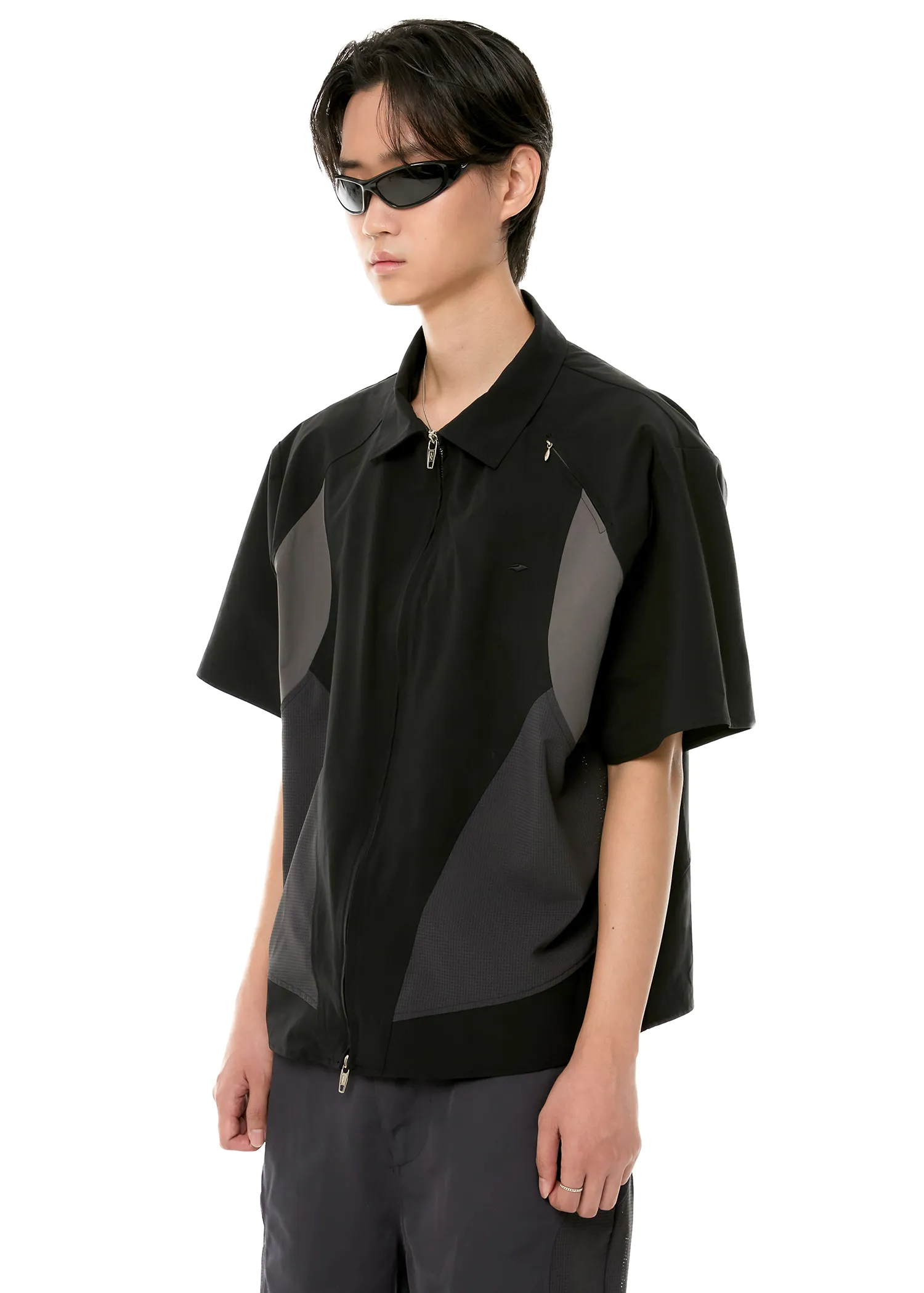 ANOTHERYOUTH  |●ANOTHERYOUTH● 002-23 panel half shirts - black