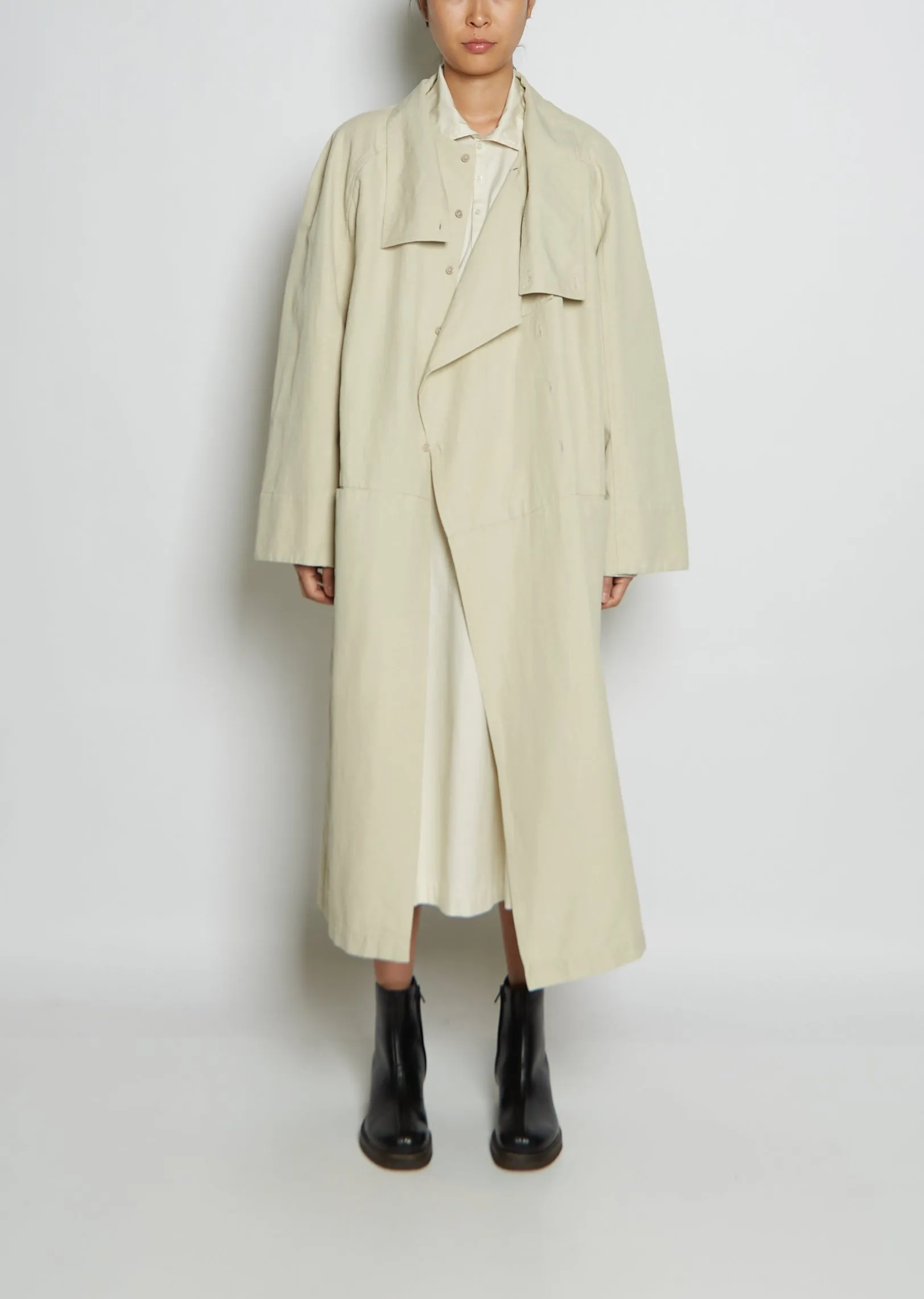 Asymmetric Canvas Dress Coat