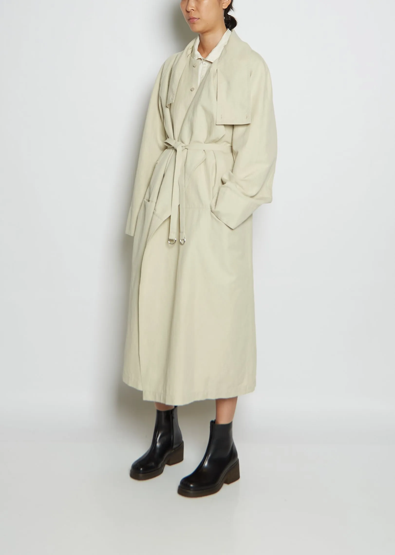 Asymmetric Canvas Dress Coat