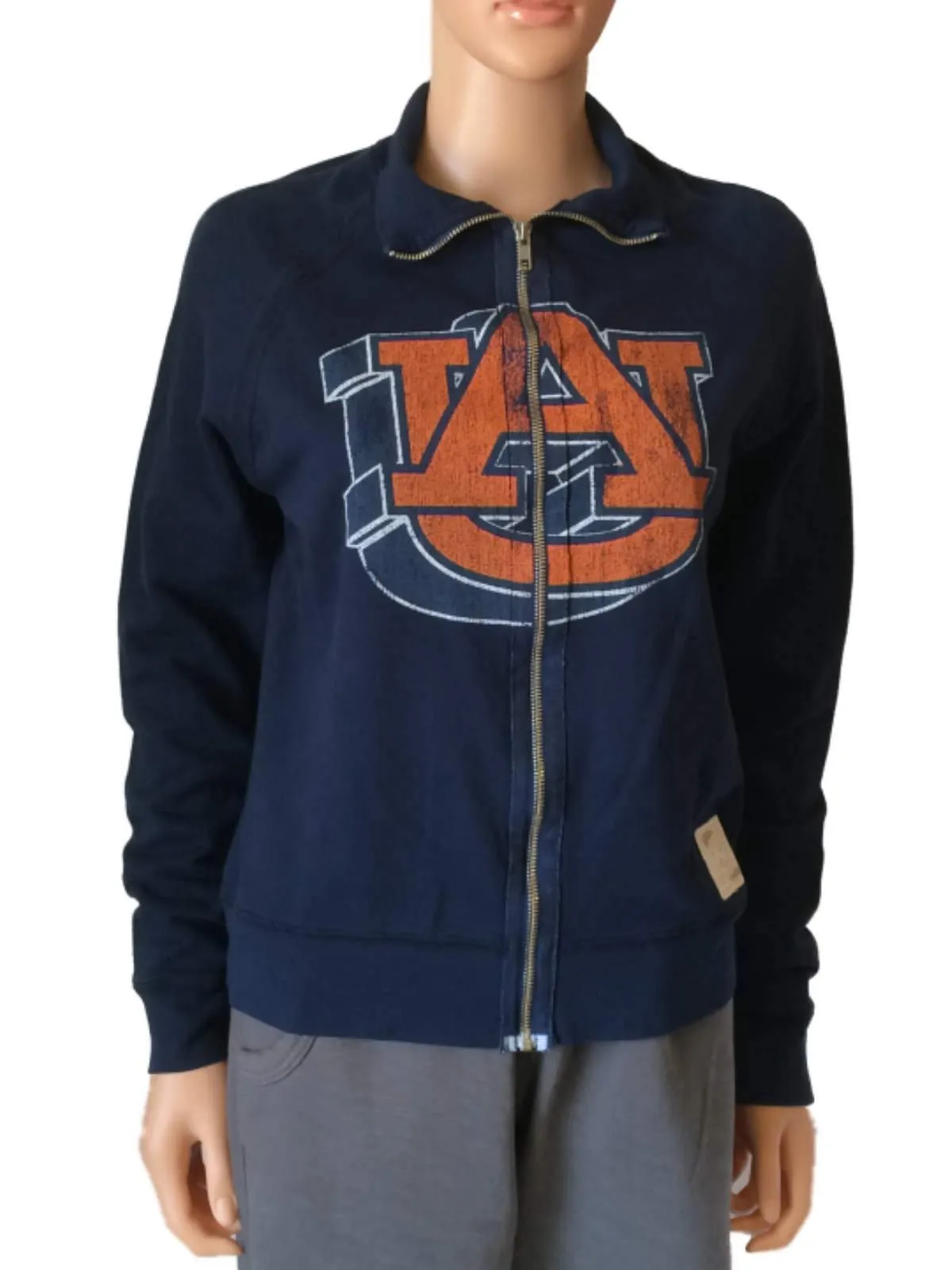 Auburn Tigers Distant Replays WOMENS Navy LS Full Zip Jacket with Pockets (L)