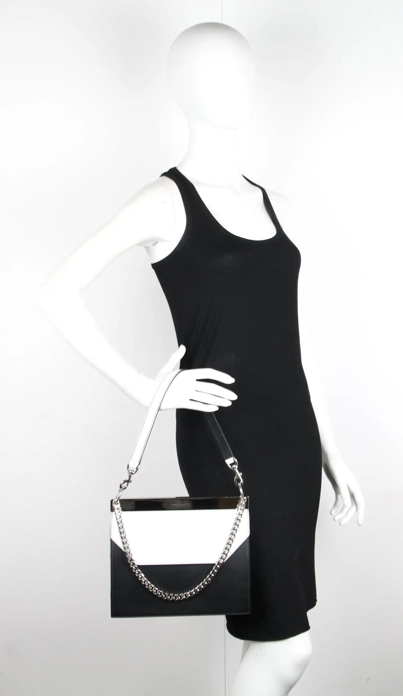 Bar Shoulder Bag, Black/Silver