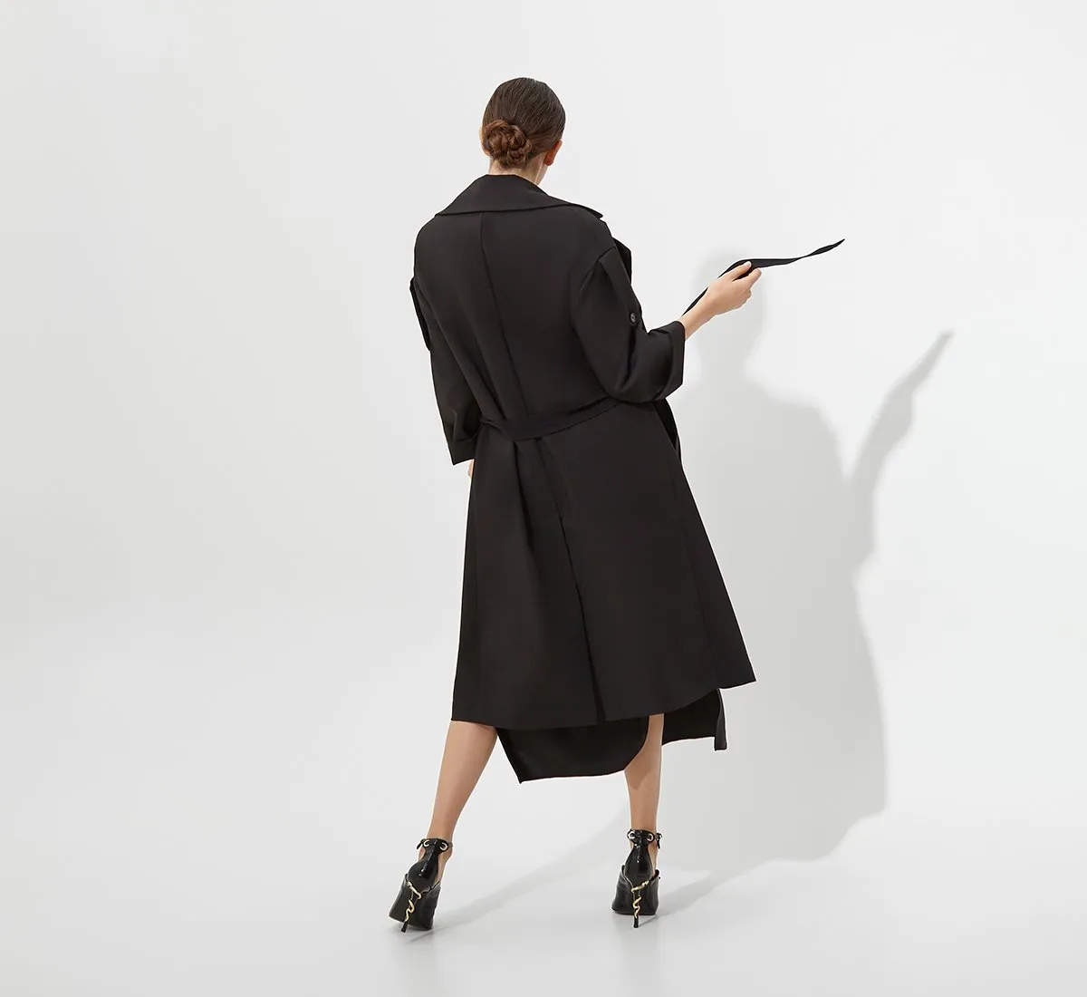 Black cotton trench coat