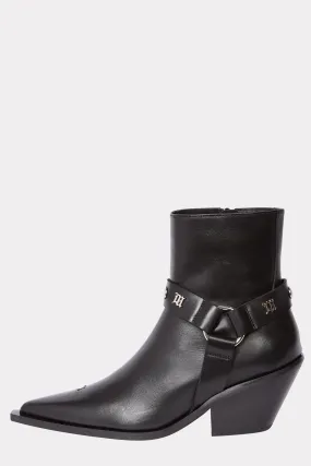 BLACK COWBOY ANKLE BOOTS