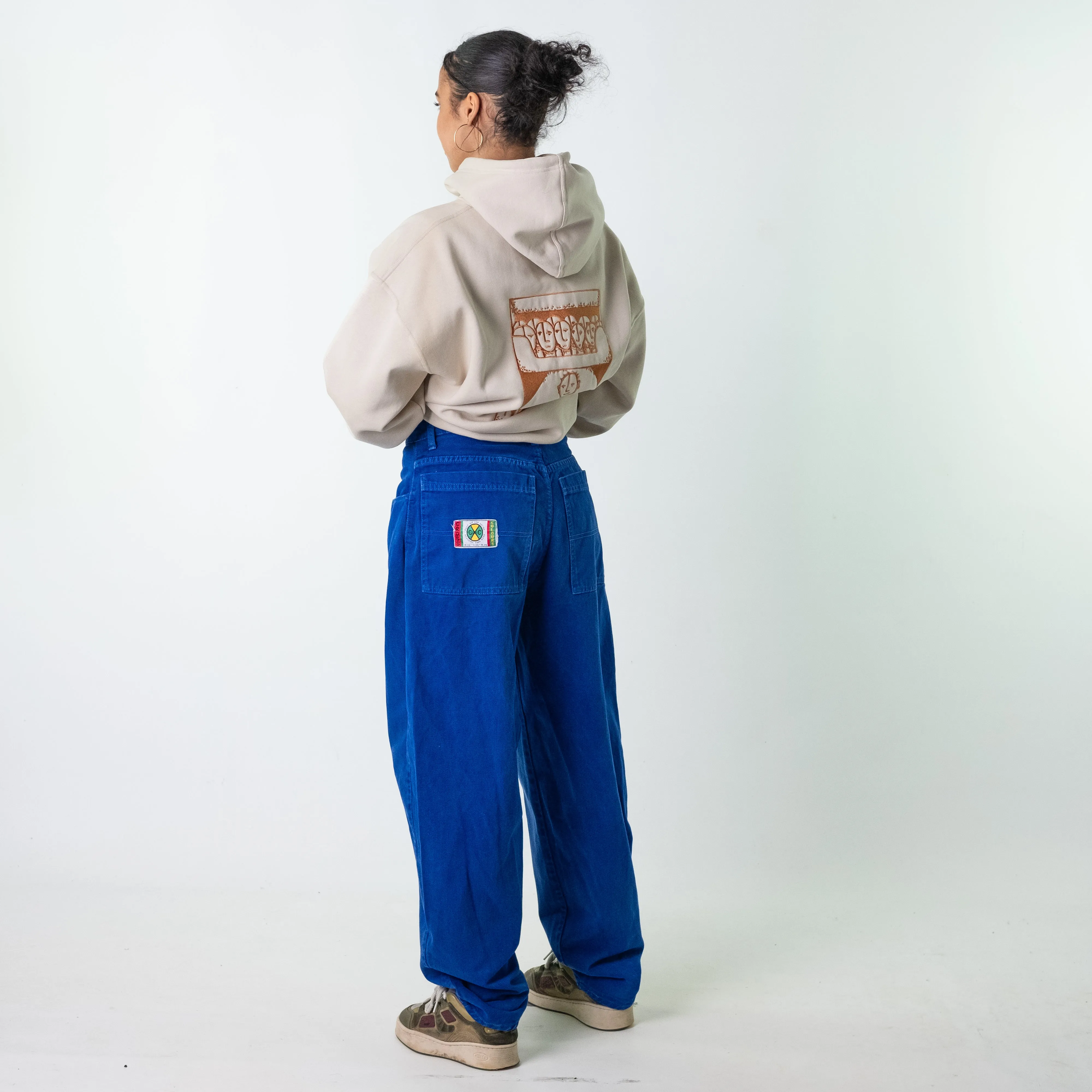 Blue 90s Baggy Hip Hop  Cargo Skater Trousers Pants Jeans (32x34)