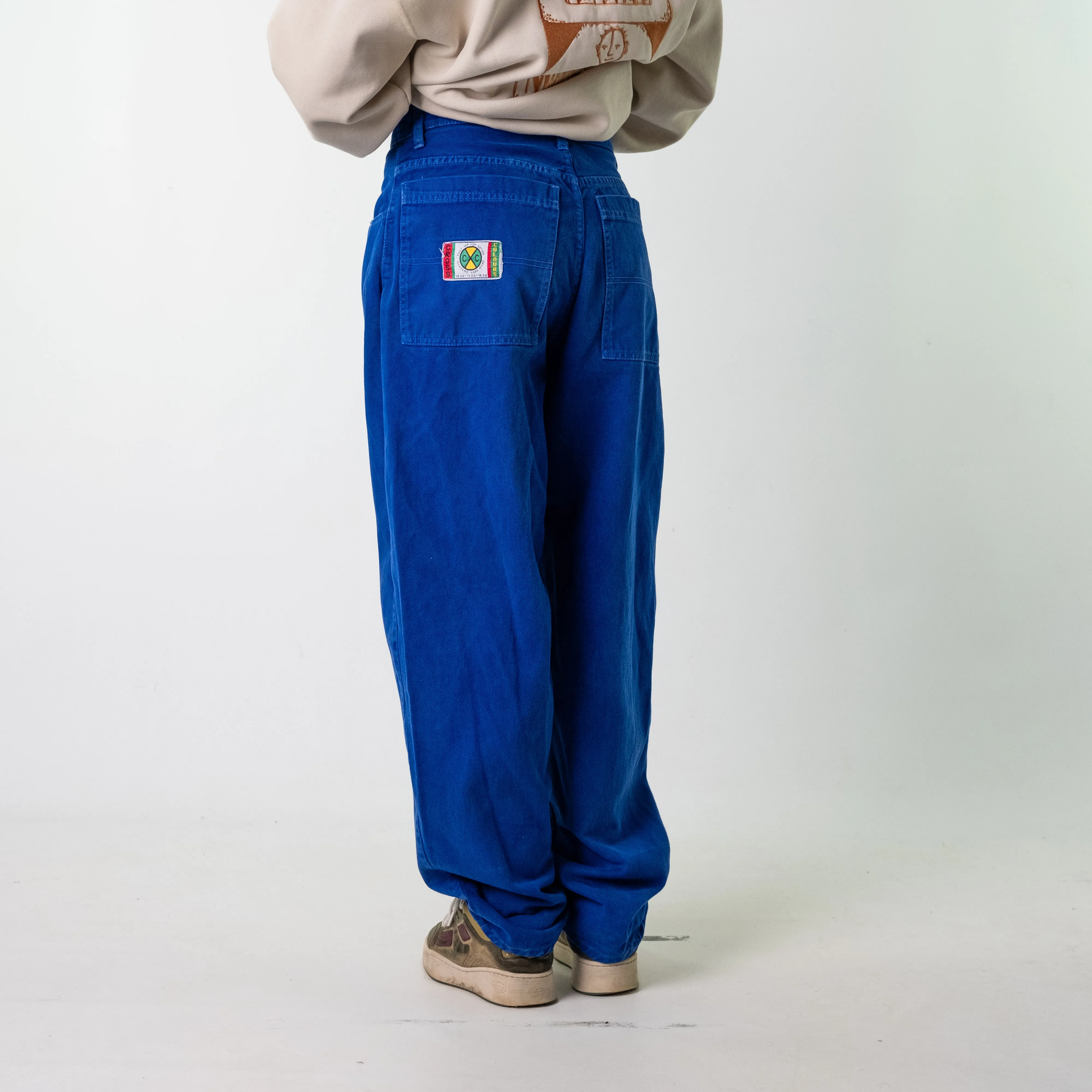 Blue 90s Baggy Hip Hop  Cargo Skater Trousers Pants Jeans (32x34)