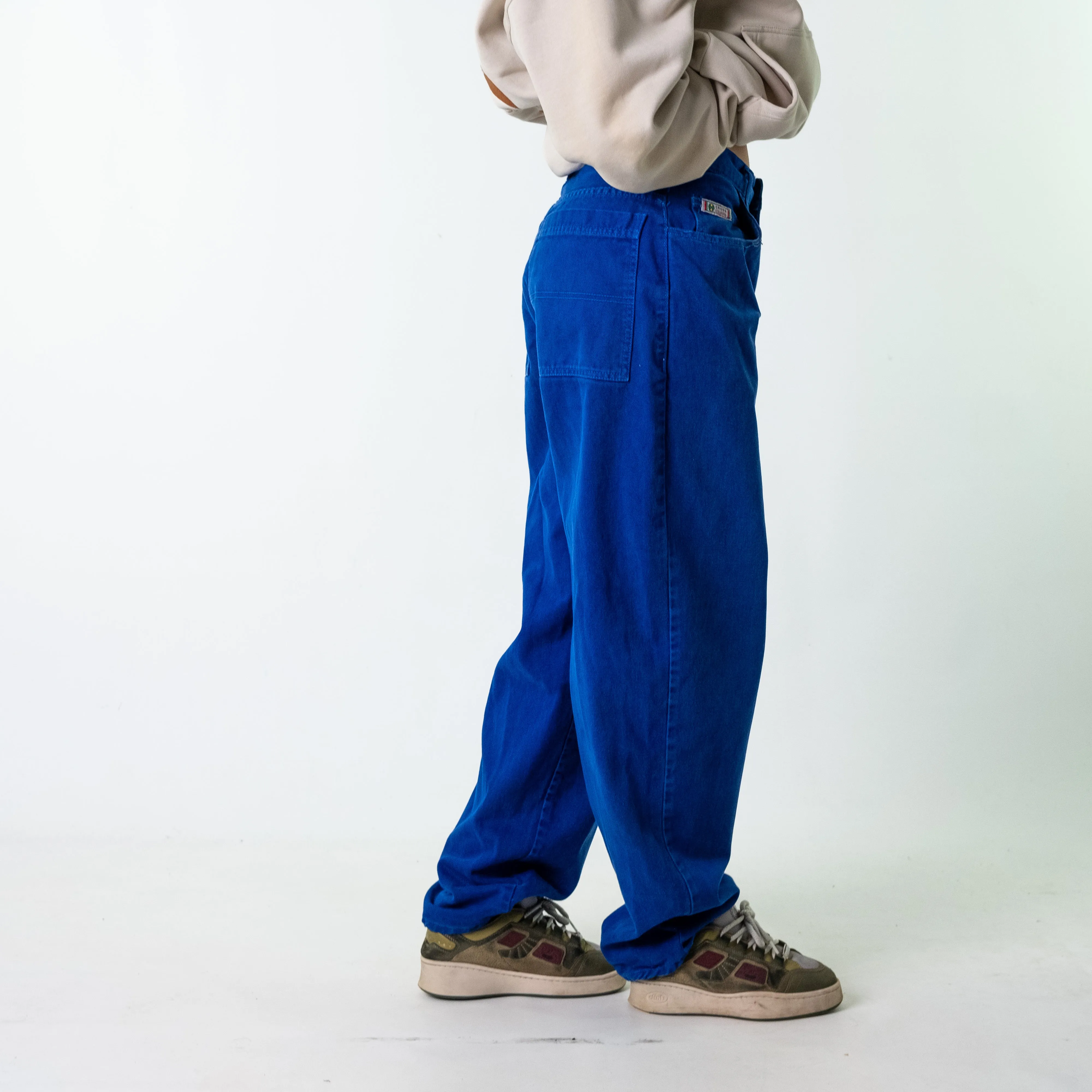 Blue 90s Baggy Hip Hop  Cargo Skater Trousers Pants Jeans (32x34)