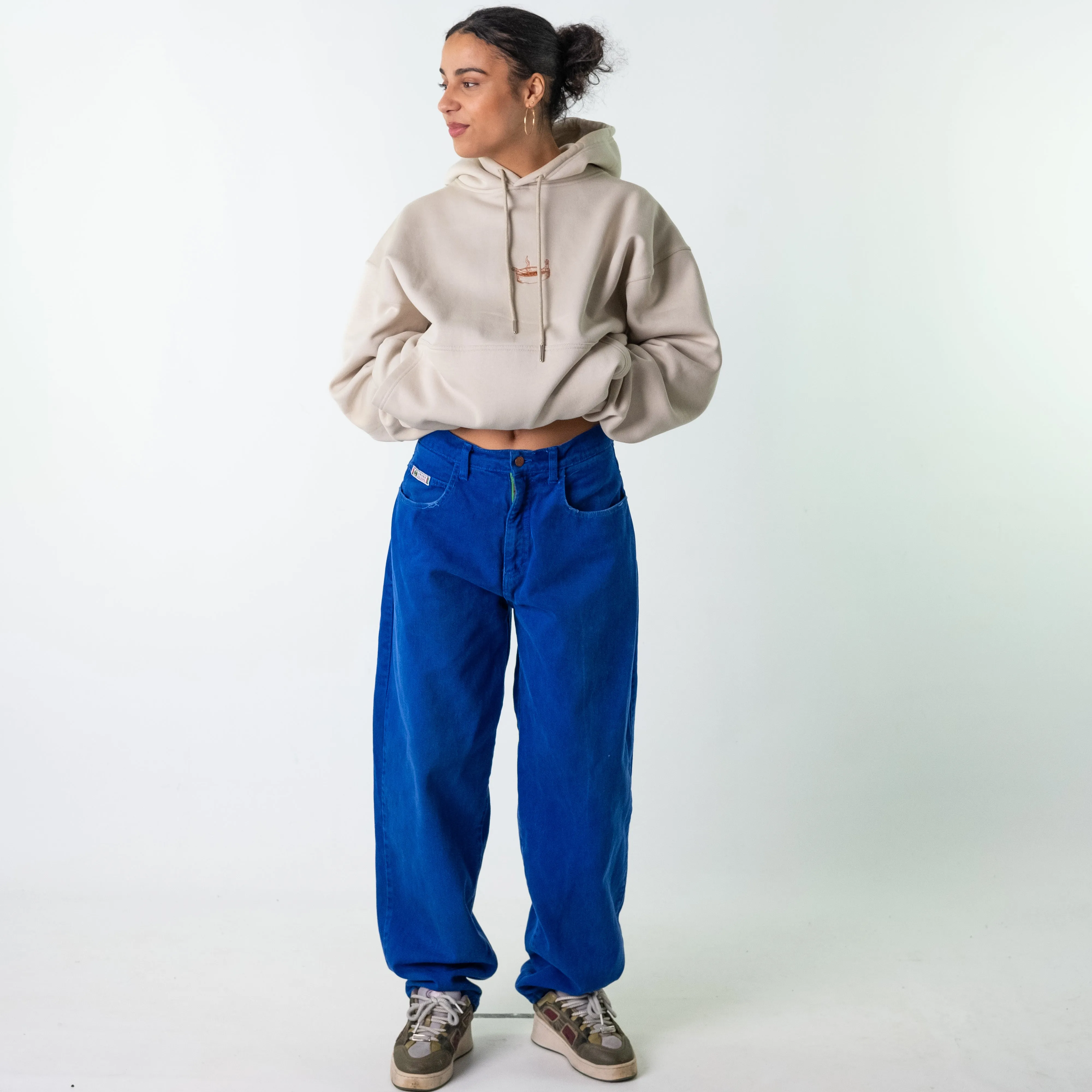 Blue 90s Baggy Hip Hop  Cargo Skater Trousers Pants Jeans (32x34)