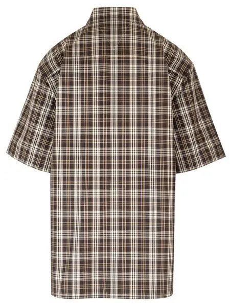 BOTTEGA VENETA  |Glen Patterns Cotton Short Sleeves Logo Shirts & Blouses