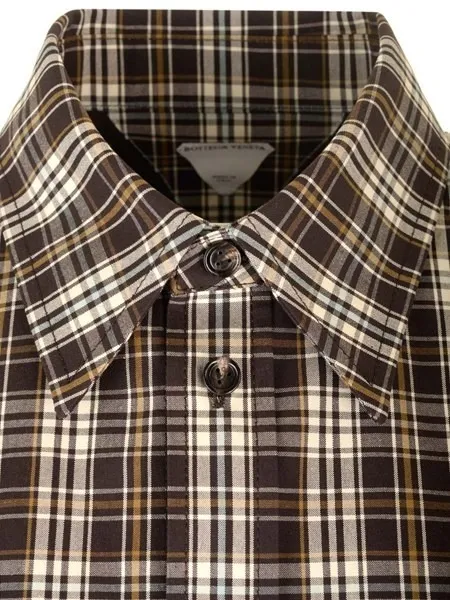 BOTTEGA VENETA  |Glen Patterns Cotton Short Sleeves Logo Shirts & Blouses