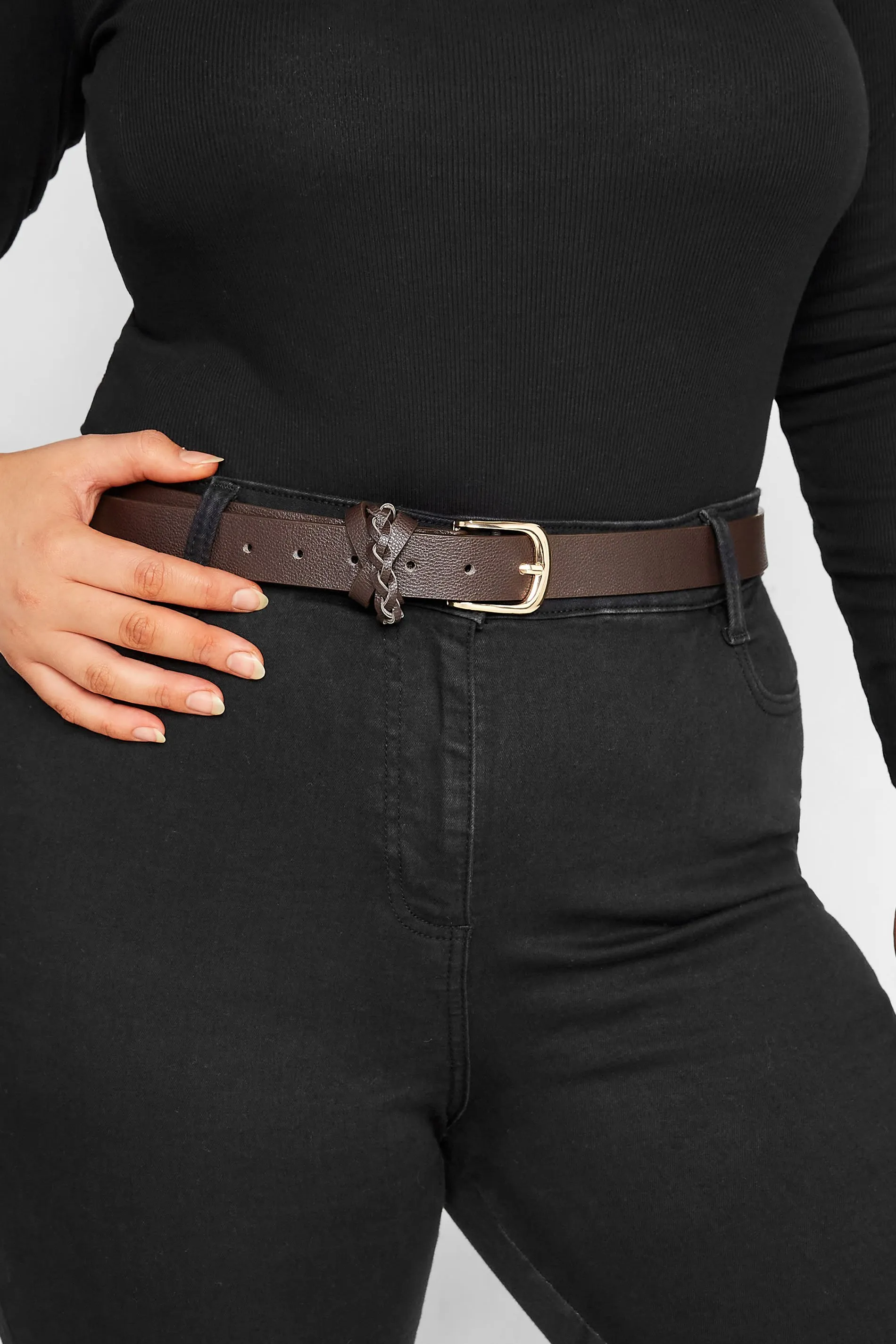 Brown Braided Buckle Belt