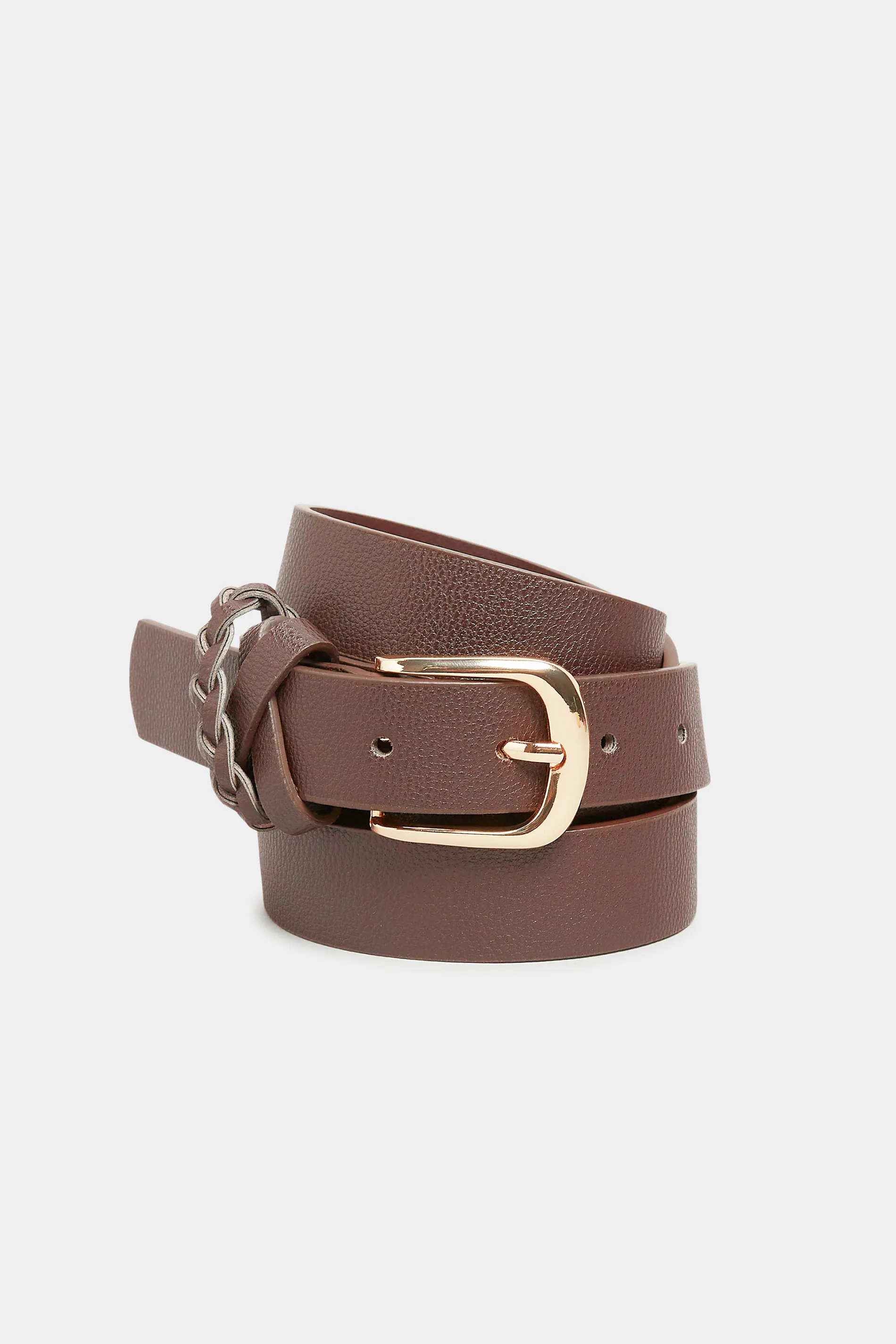 Brown Braided Buckle Belt