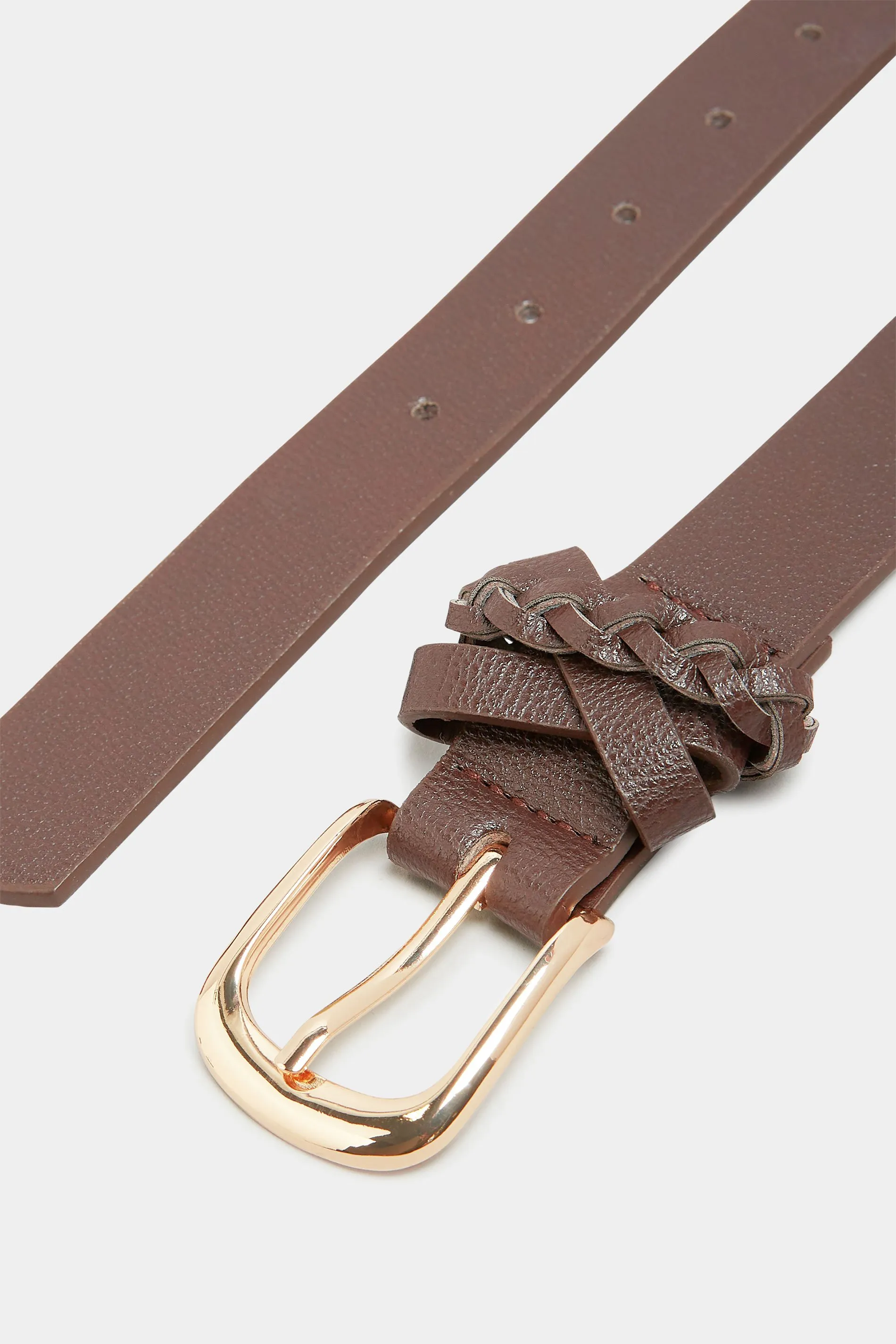 Brown Braided Buckle Belt