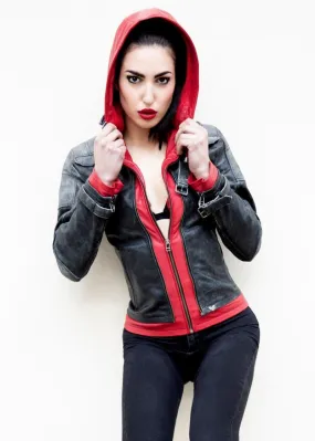 Buy Women's Arkham Knight Red Hood Leather Jacket | LucaJackets