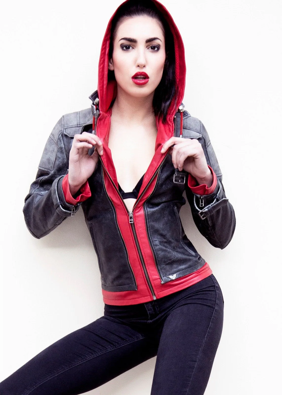 Buy Women's Arkham Knight Red Hood Leather Jacket | LucaJackets