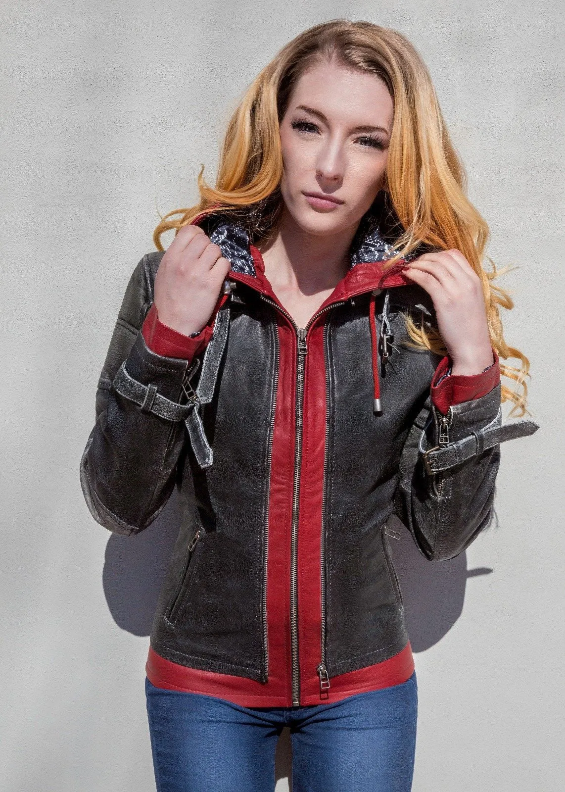 Buy Women's Arkham Knight Red Hood Leather Jacket | LucaJackets