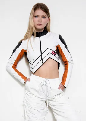 Buy Womens Overwatch Mercy Crop Top Leather Jacket | LucaJackets