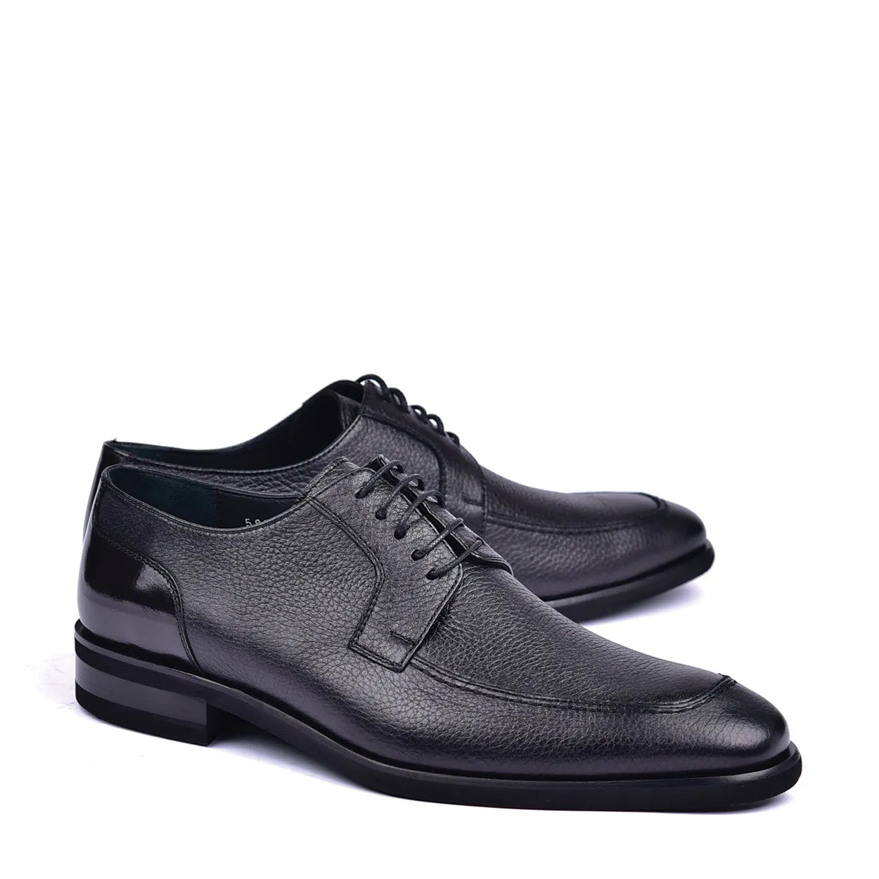 Corrente C0011 5876 Men's Shoes Black Deer-Skin Leather Derby Oxfords (CRT1445)