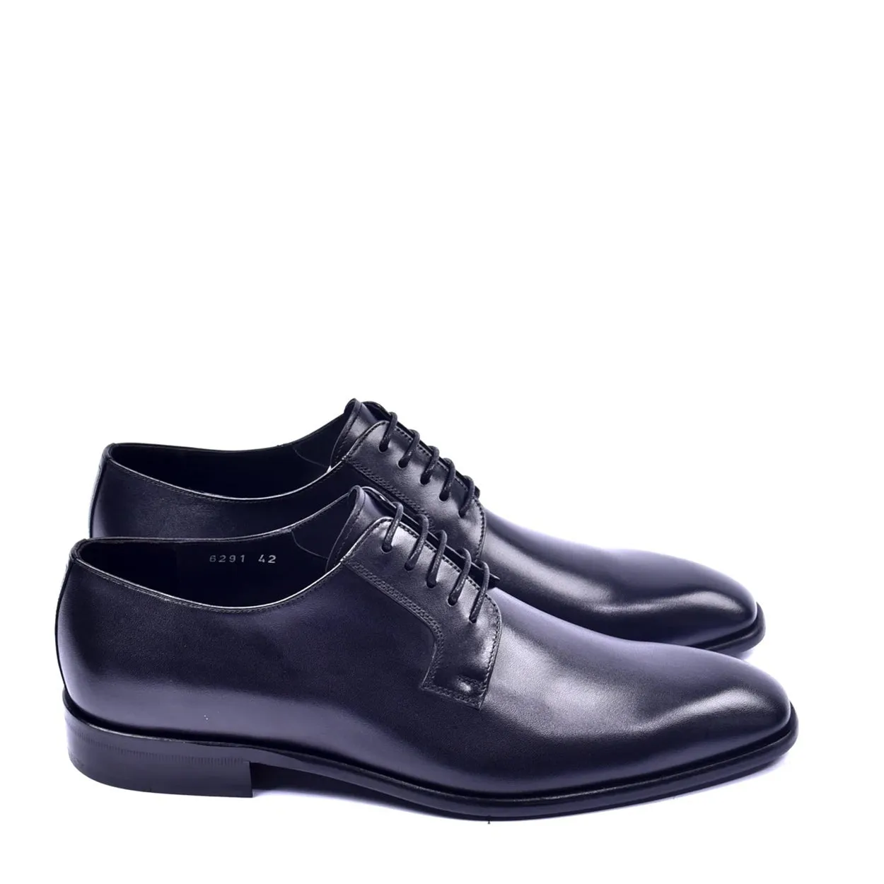 Corrente C01501 6291 Men's Shoes Black Calf-Skin Leather Plain Toe Lace Up Derby Oxfords (CRT1318)