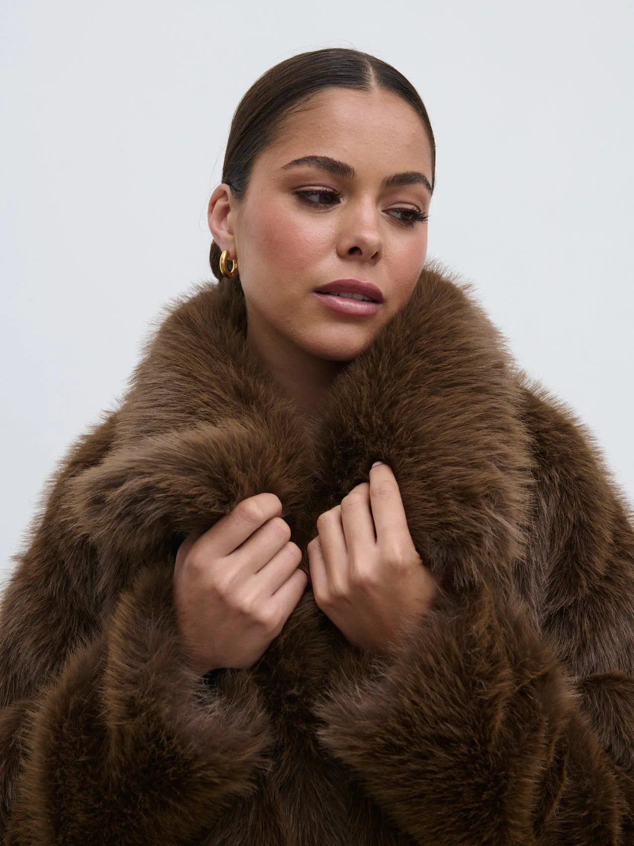 Ettalie Short Faux Fur Coat - Brown