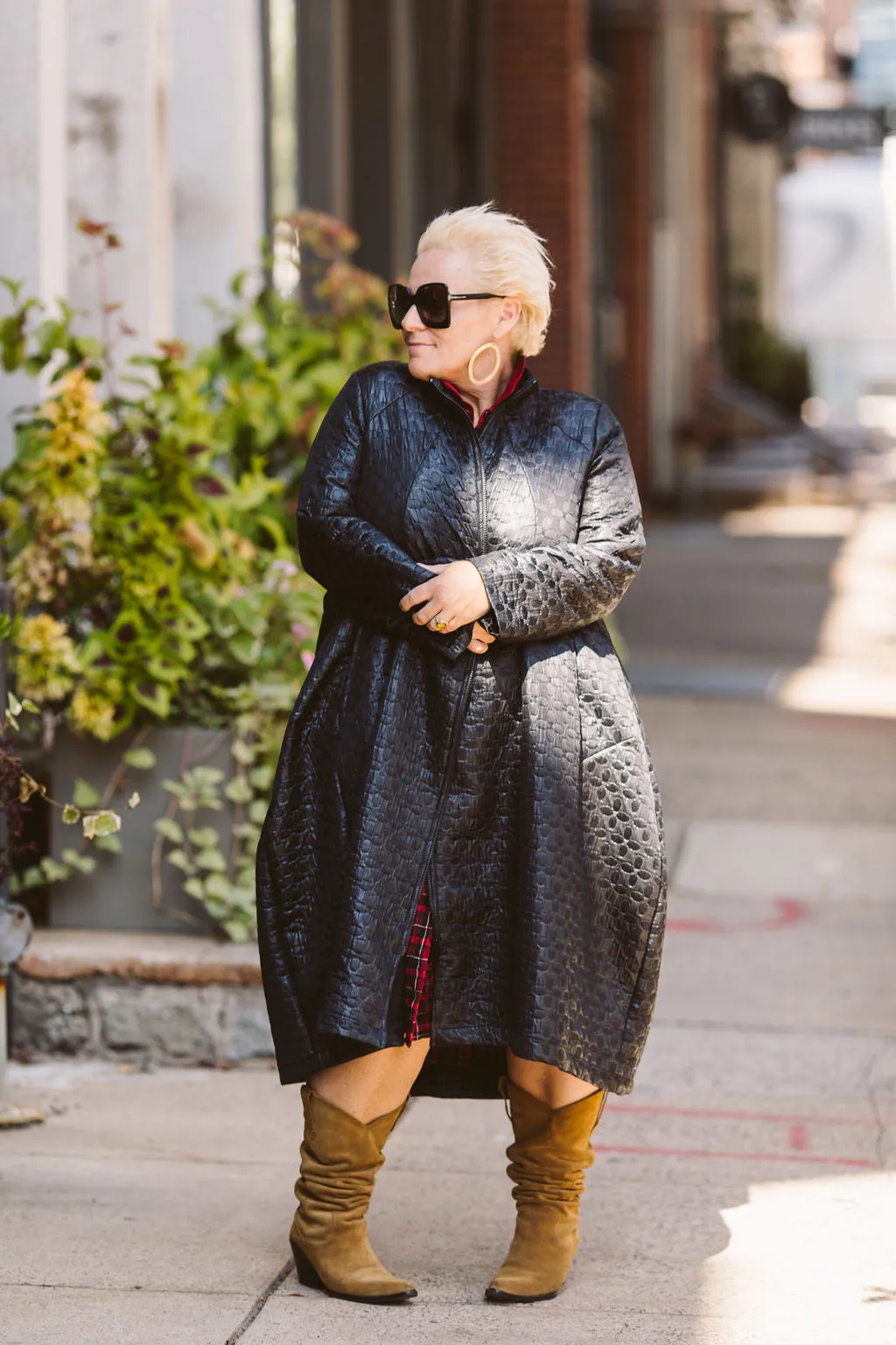 Faux Leather Black Dress/Coat