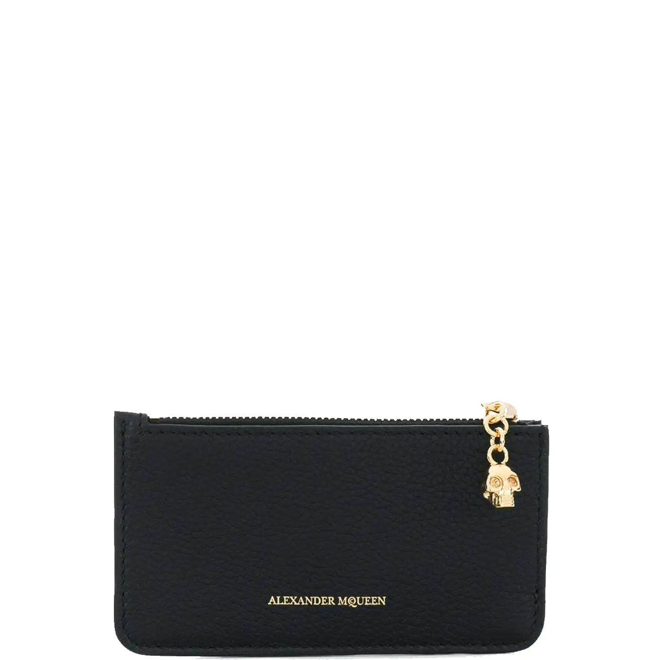 Flat Card Holder Zip, Black/Gold