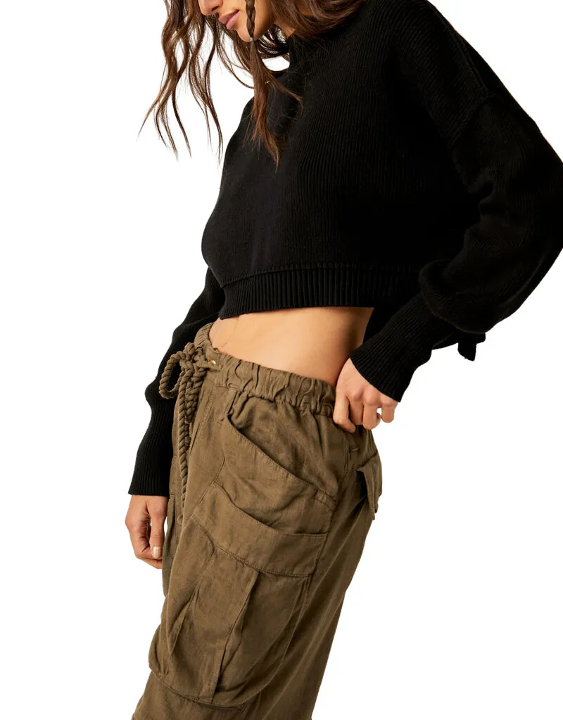 Free People Easy Street Crop Pullover - Black