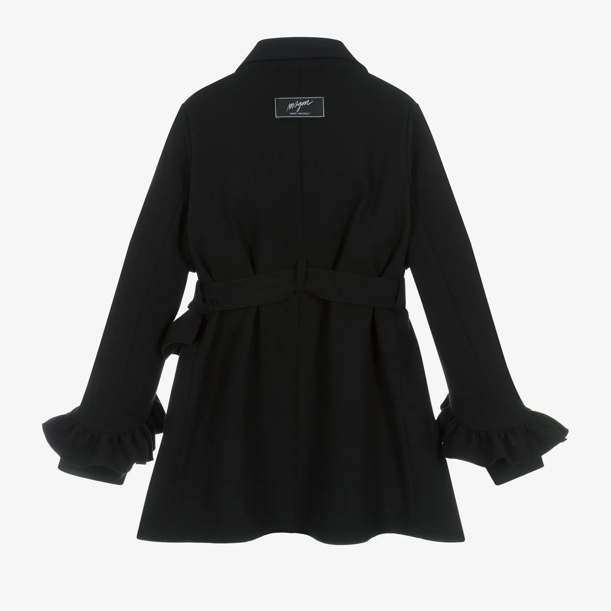 Girls Black Ruffle Coat