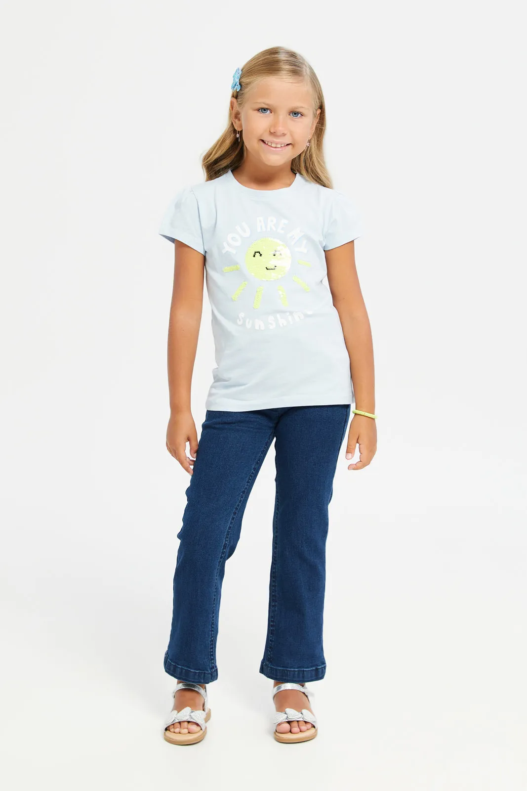 Girls Navy Straight Fit Denim Jeans