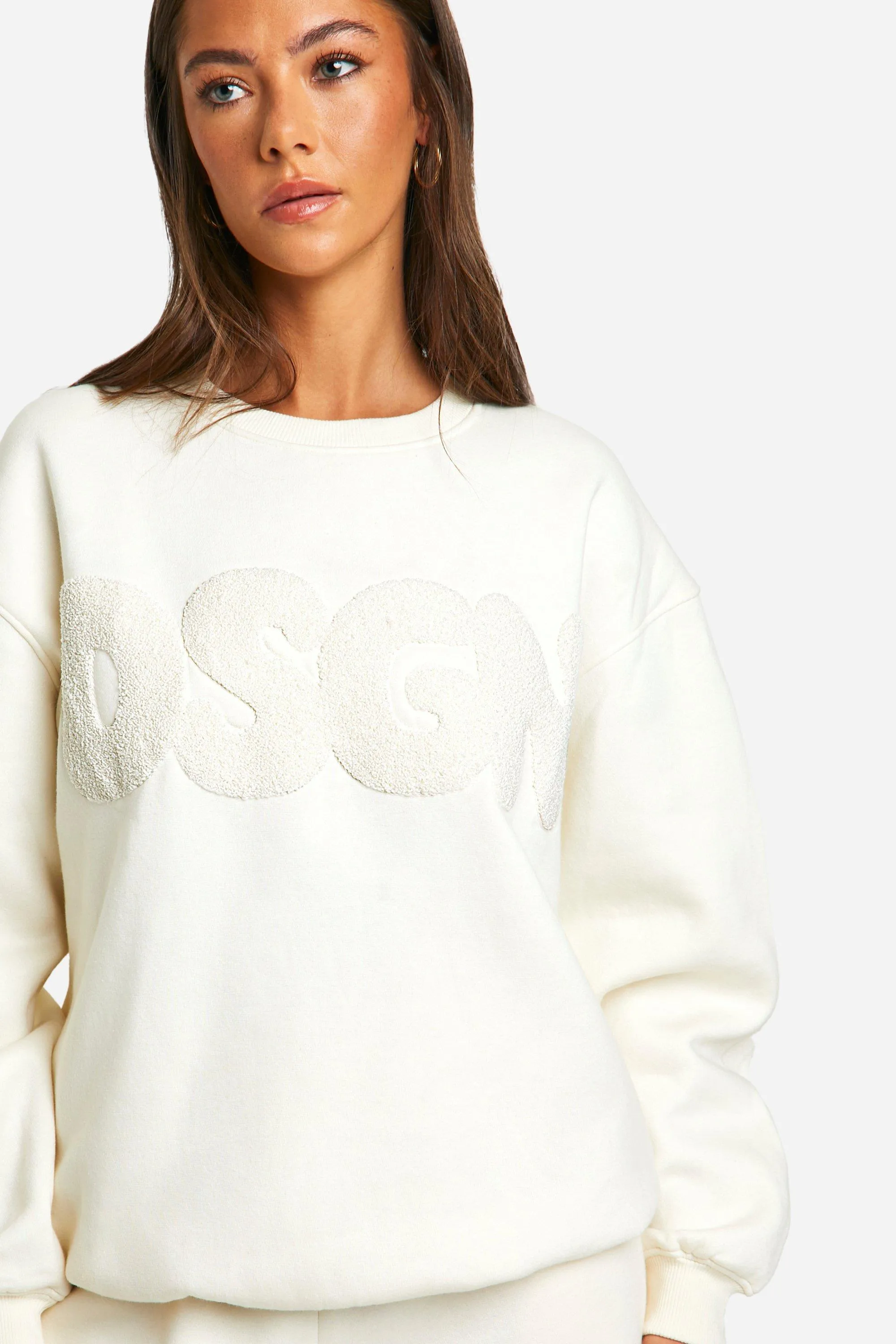 Hoodies & Sweatshirts | Dsgn Toweling Applique Oversized Sweatshirt | boohoo