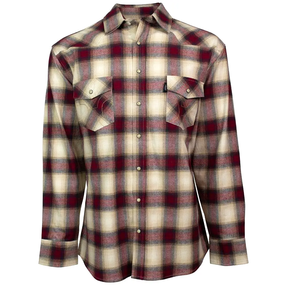 'Hooey' Men's Flannel Snap Front - Cream / Red