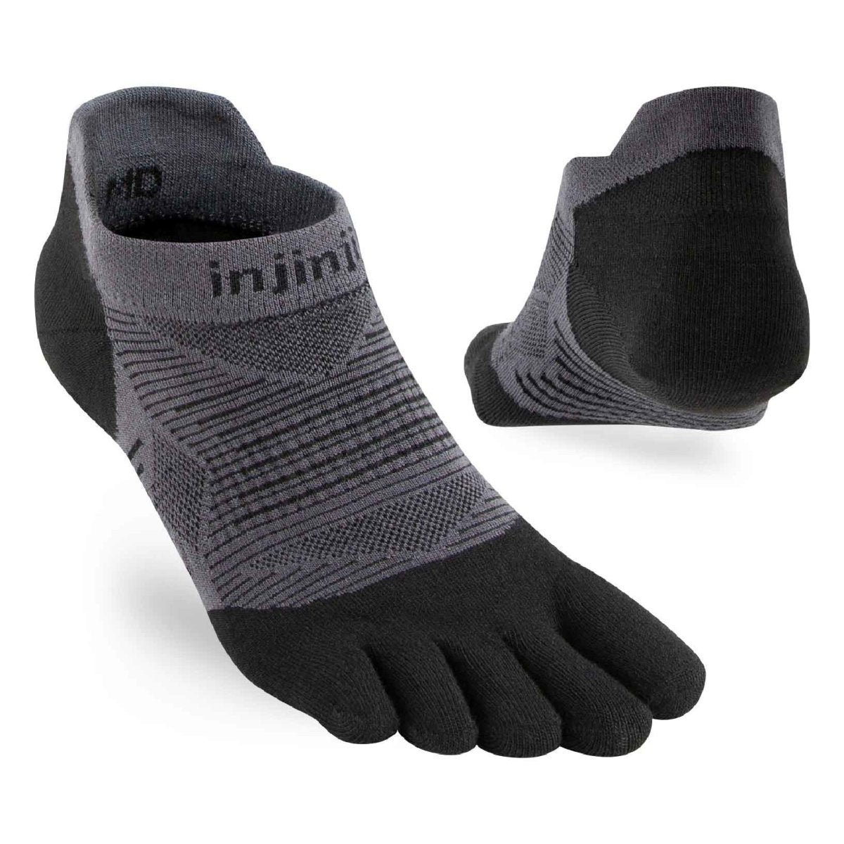 Injinji Unisex Lightweight No-Show Socks Black/Grey