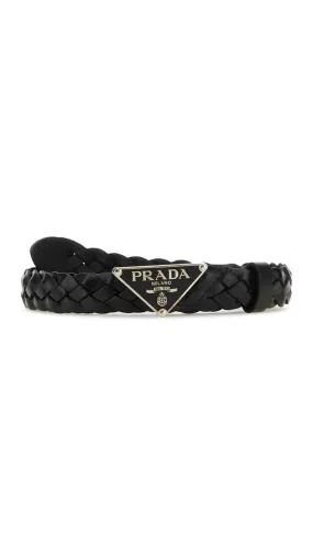 Interlaced Leather Belt - Black