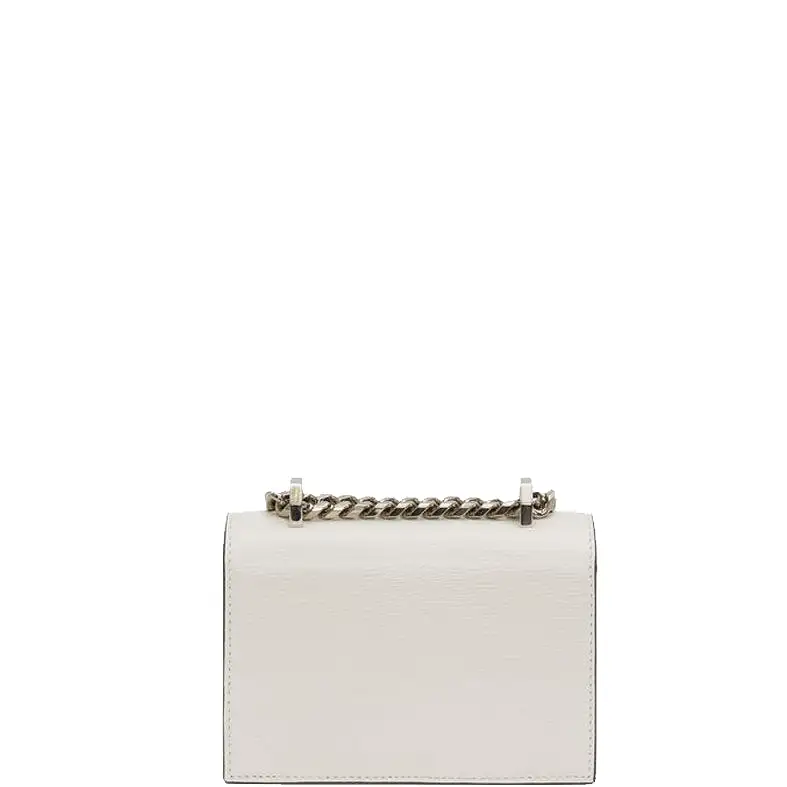 Jewelled Knuckle Satchel Mini Lizard, Deep Ivory/Silver