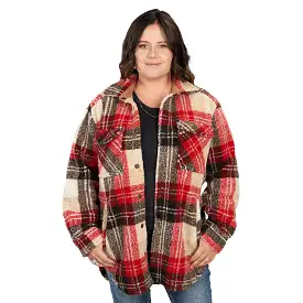 'KEY' Women's Boulevard Snap Front Shacket - Fire Brick Plaid