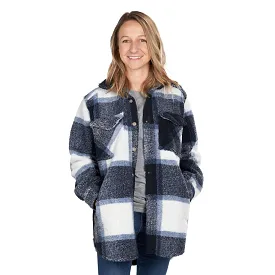 'KEY' Women's Boulevard Snap Front Shacket - Marlin Blue Plaid