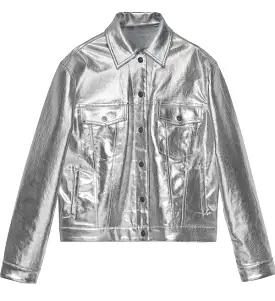 Leather Snap Front Silver Jacket