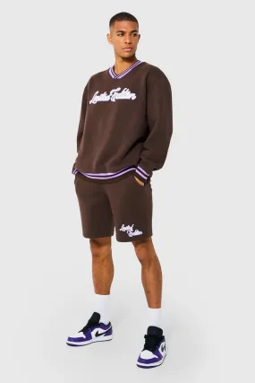 Limited V Neck Sweater Short Tracksuit