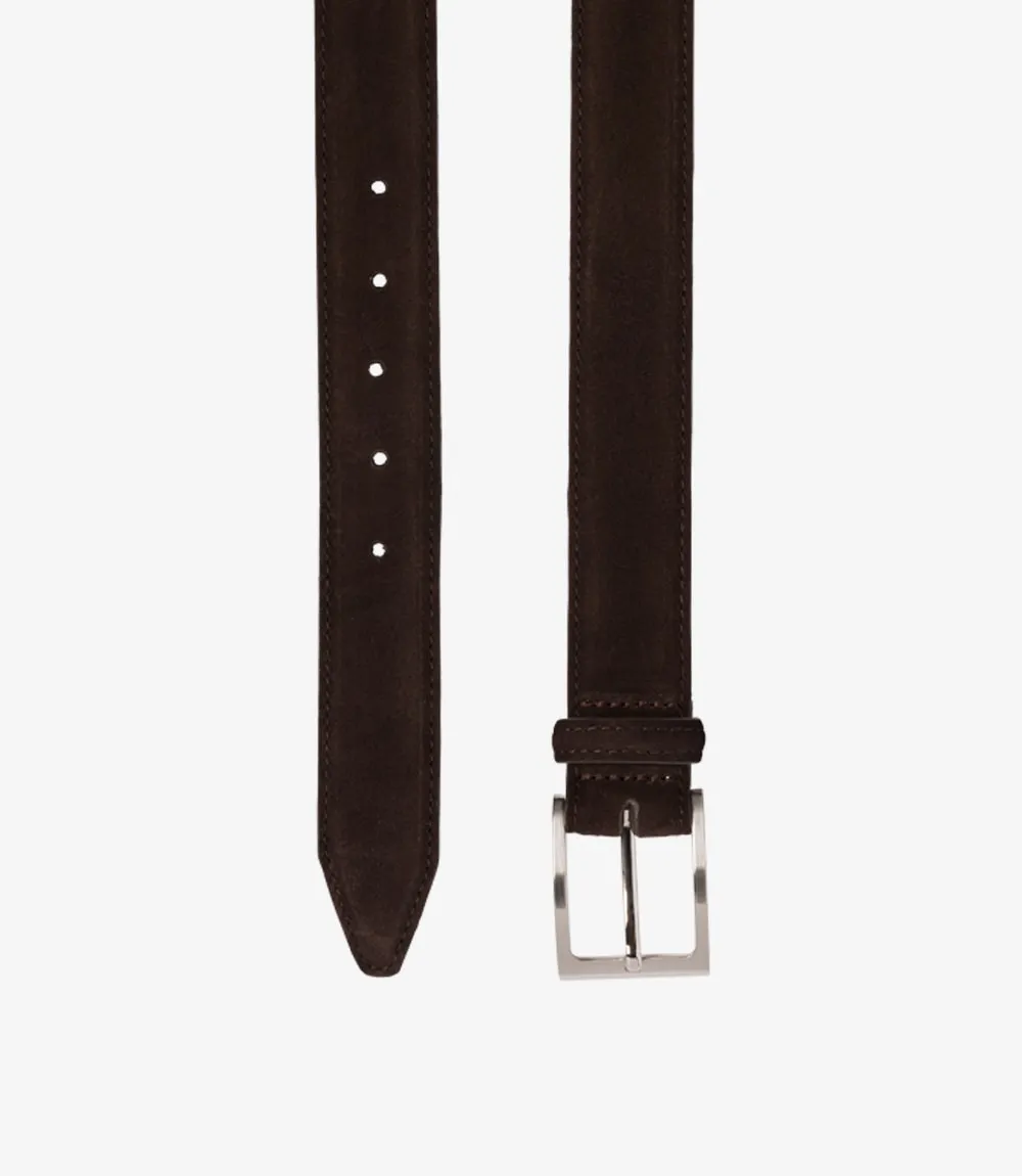 Loake William Leather Belt -Dark Brown Suede