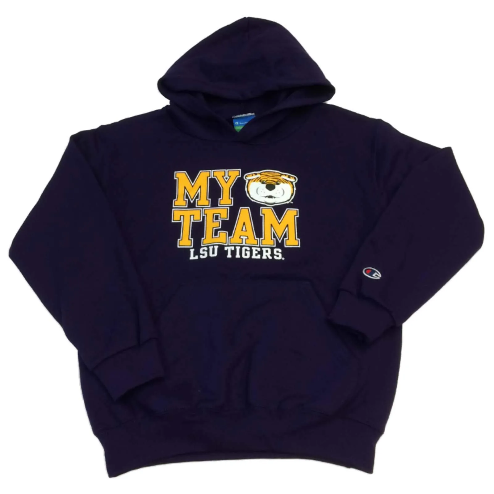 LSU Tigers Champion YOUTH Purple My Team Long Sleeve Hoodie Sweatshirt (M)