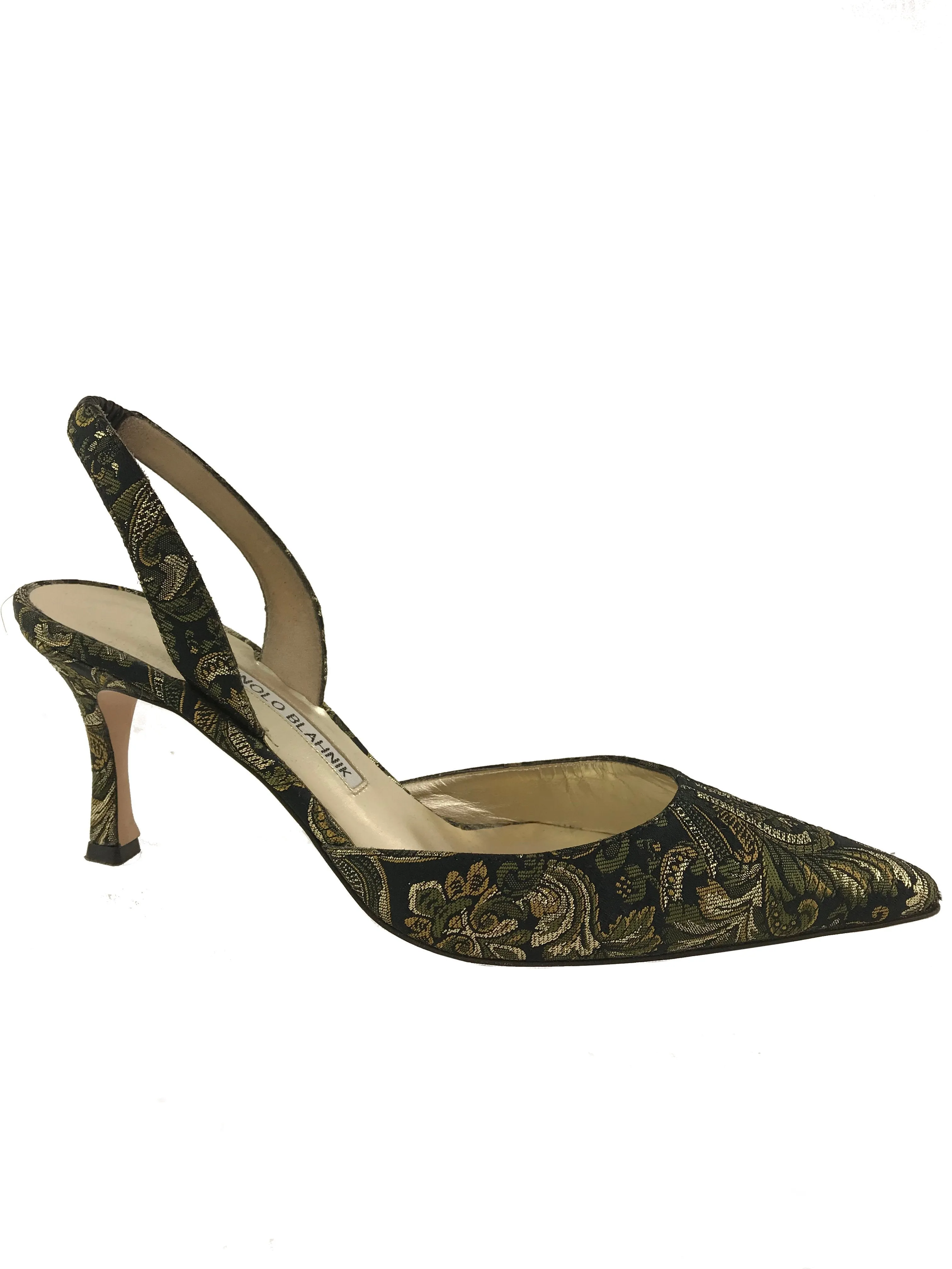 Manolo Blahnik Jacquard Carolyne Slingback Pump Size 9.5