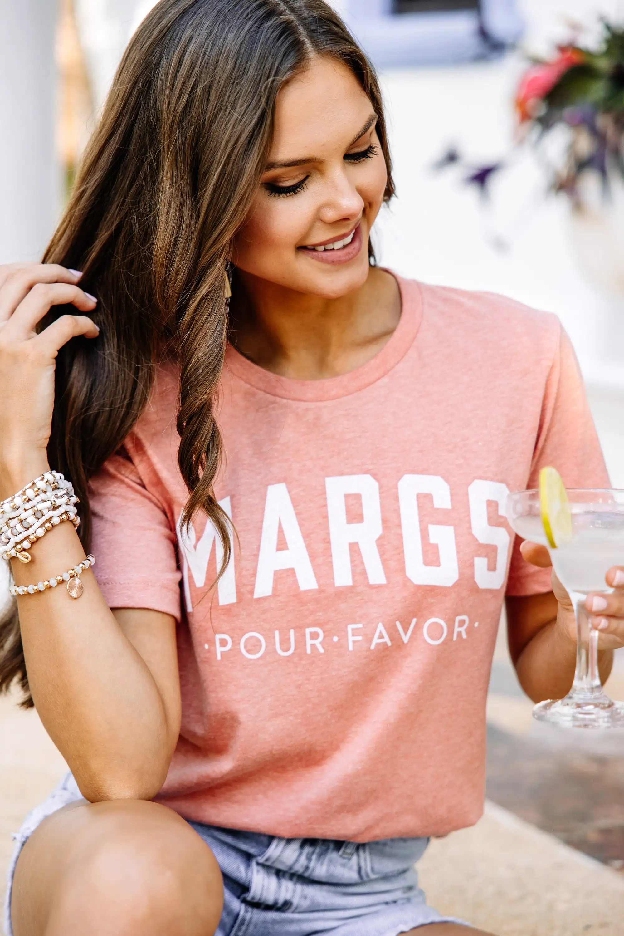 Margs Pour Favor Heather Sunset Orange Graphic Tee