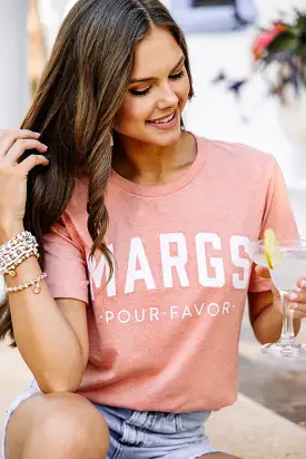 Margs Pour Favor Heather Sunset Orange Graphic Tee