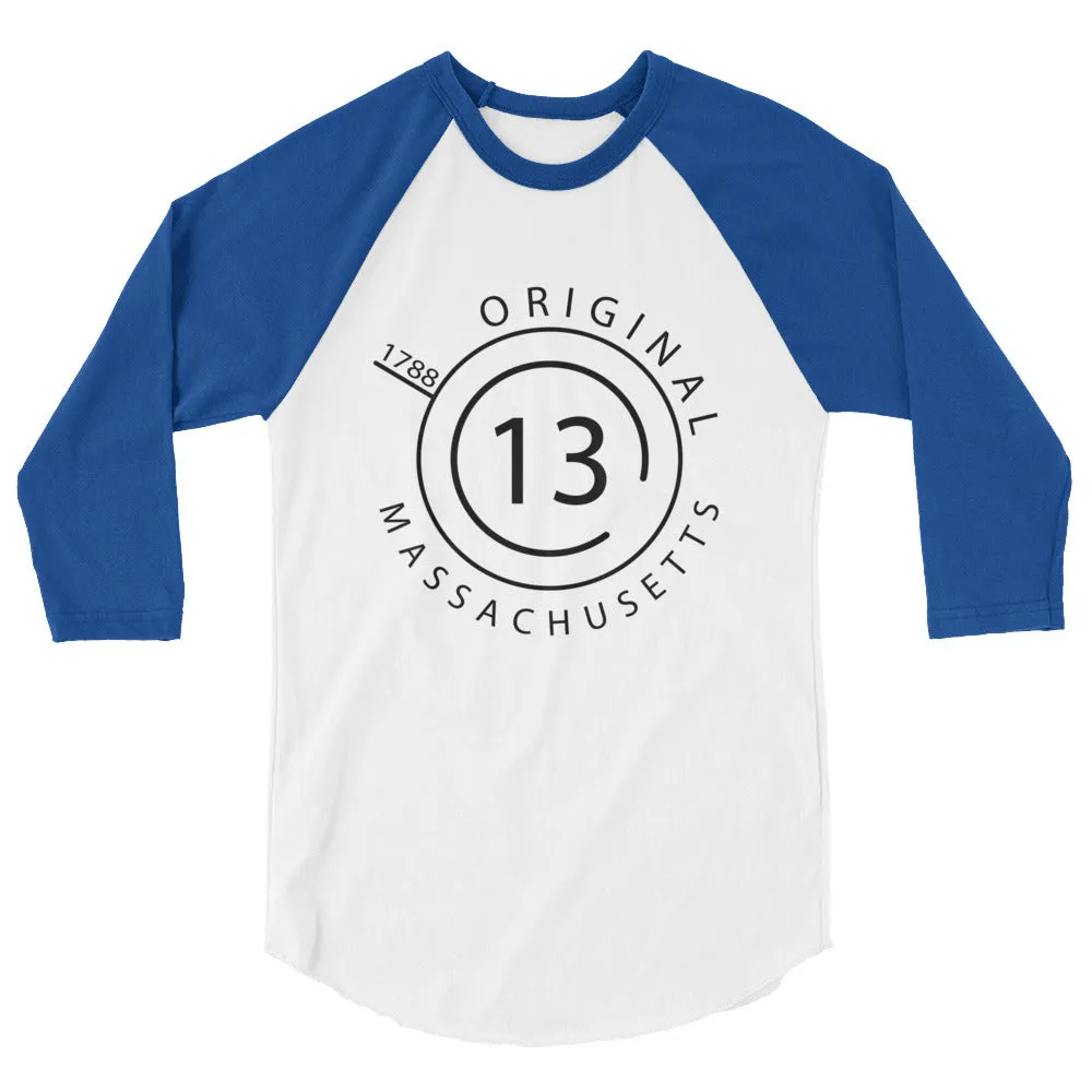 Massachusetts - 3/4 Sleeve Raglan Shirt - Original 13