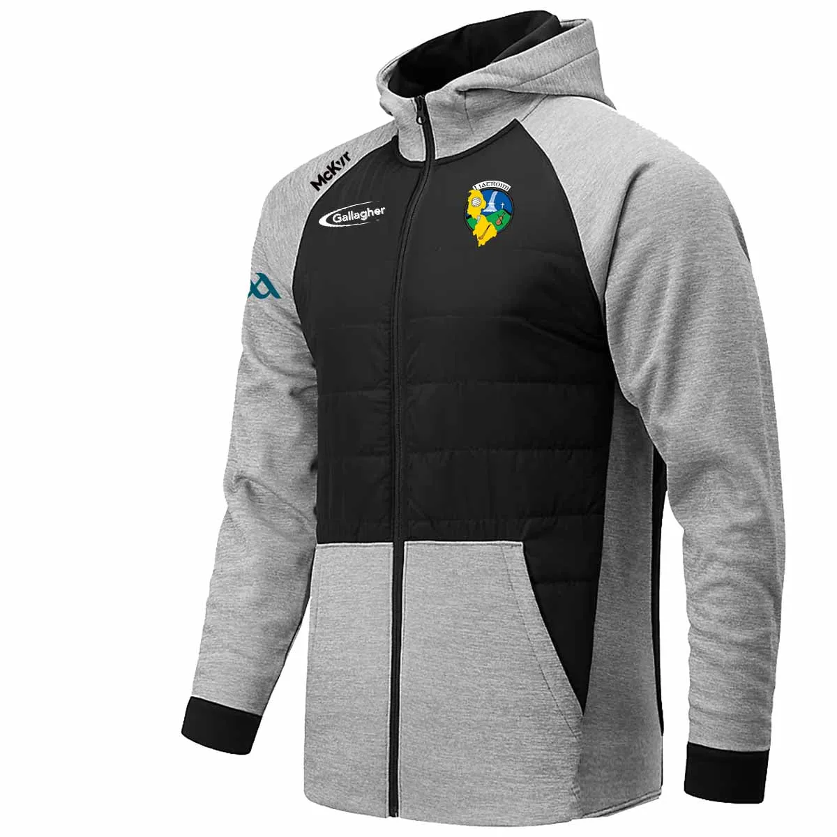 Mc Keever Leitrim GAA Official Vital Interlock Hoodie - Adult - Black/Grey