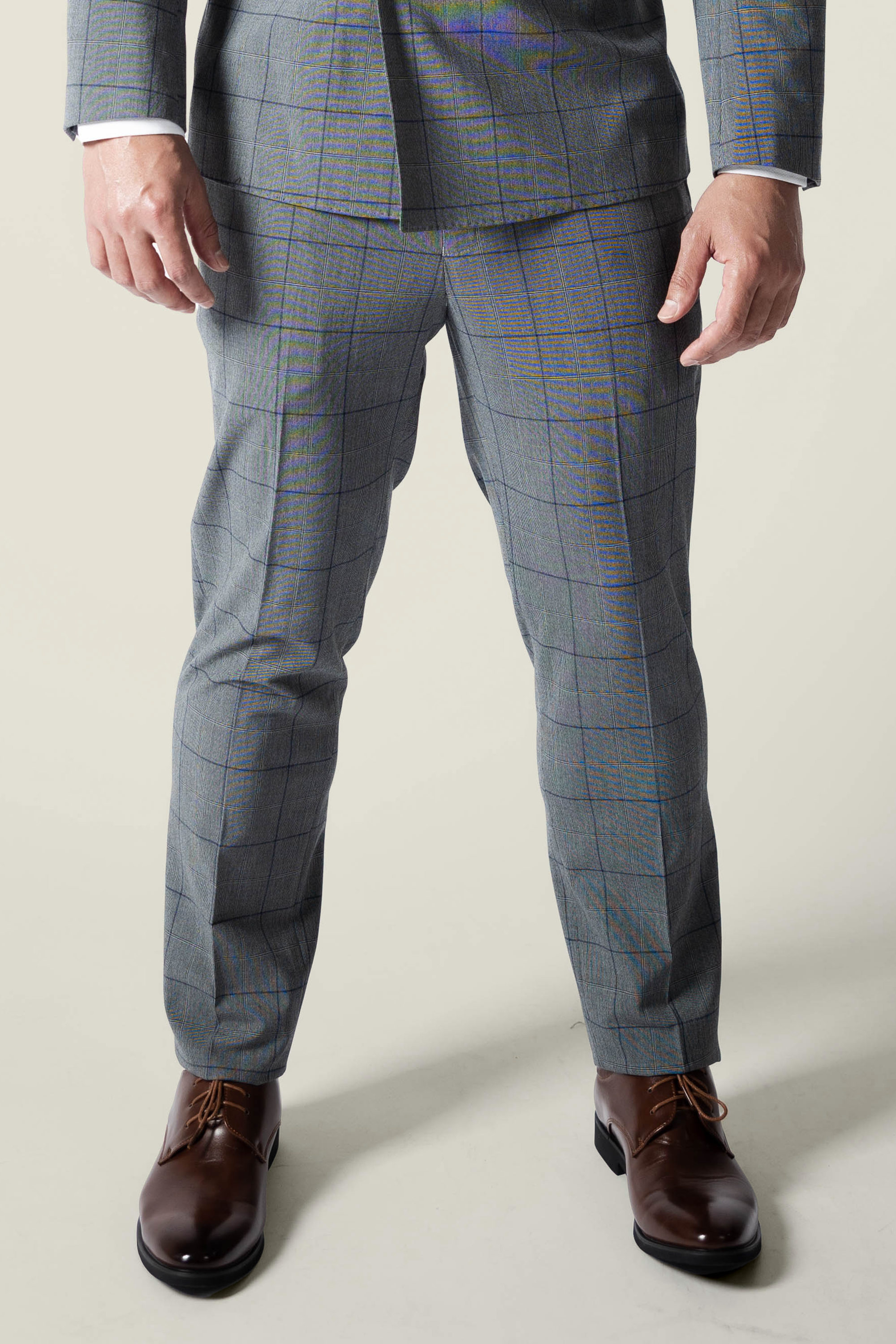 Men's Grey Checks Trousers