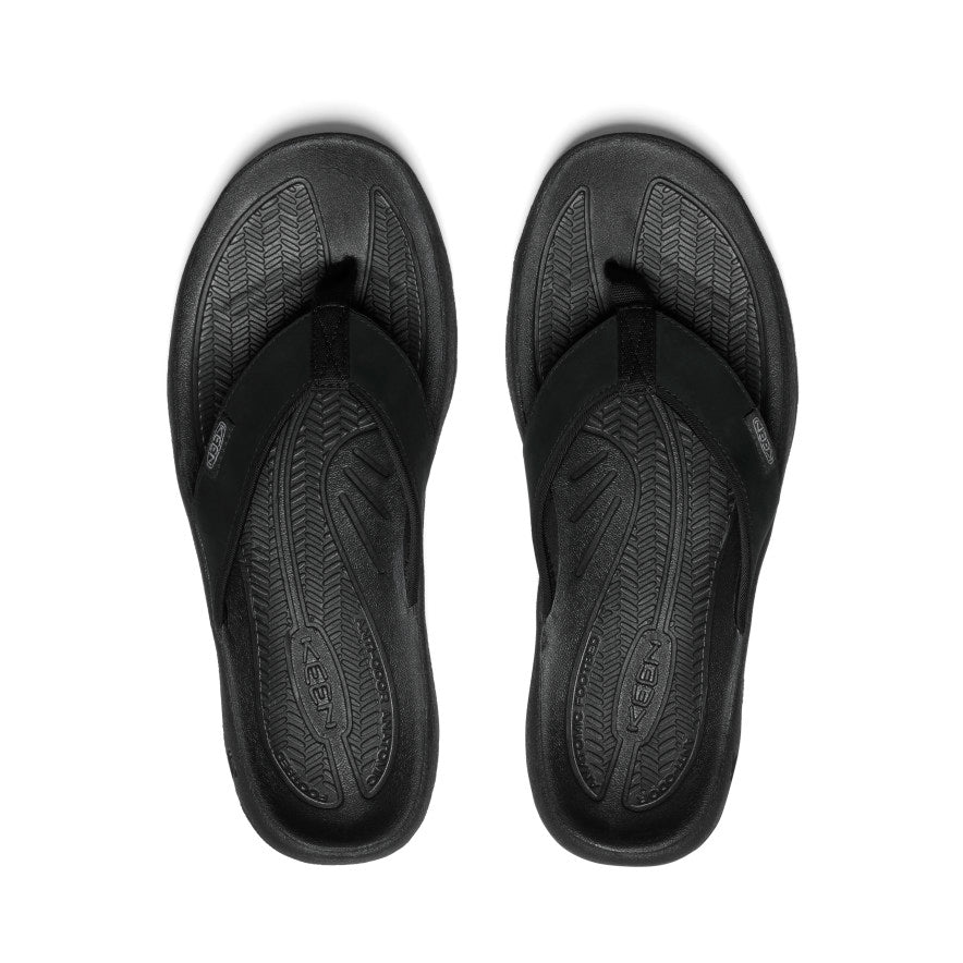 Men's Kona Leather Flip-Flop  |  Black/Steel Grey